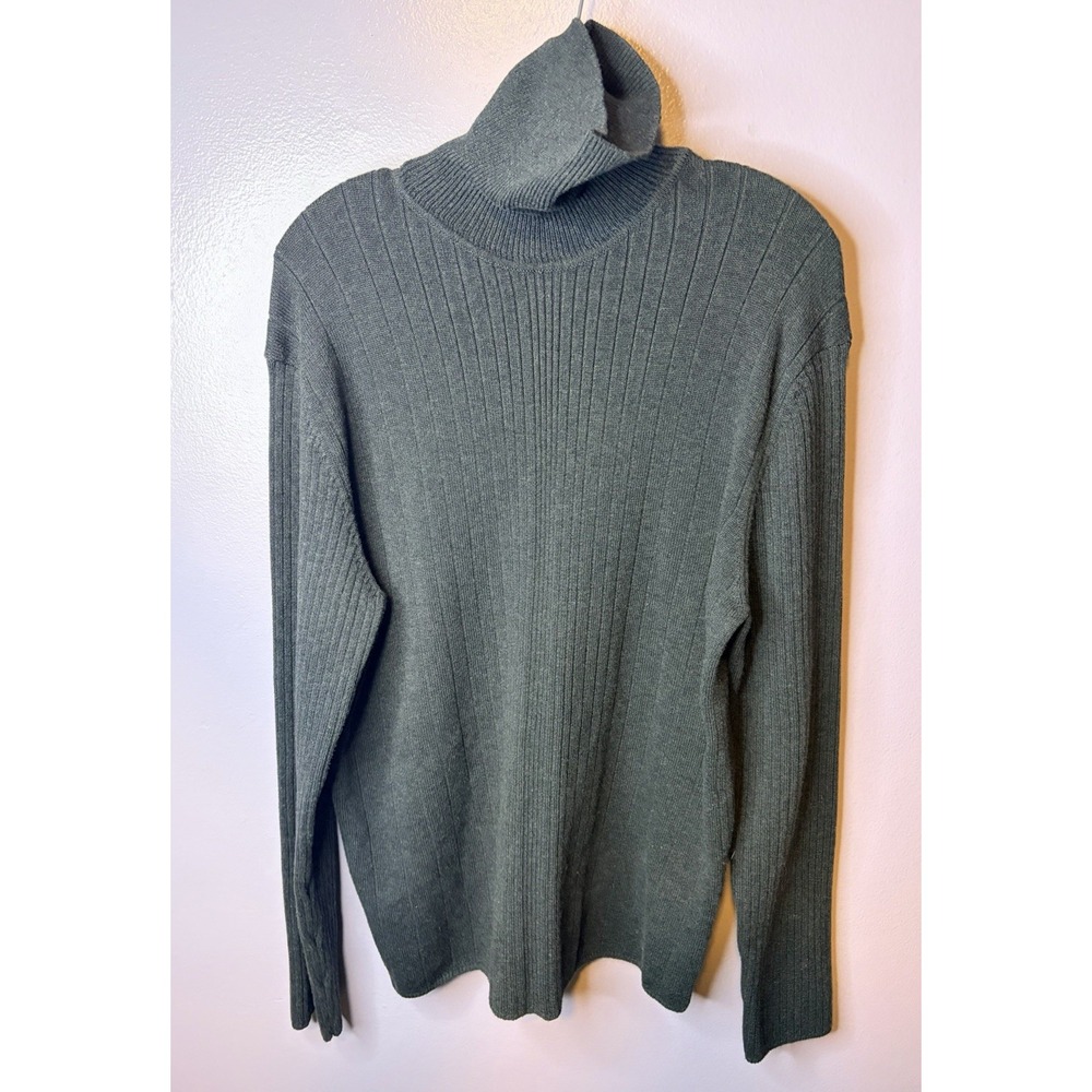 Vtg Calvin Klein Jeans Mens XL Ribbed Turtleneck Sweater Dark Gray Cotton Blend